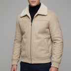 Men's Wool Zip Coat Slim Fit Fur Collar
