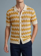 Knit Shirt Men's Crochet Retro Zigzag