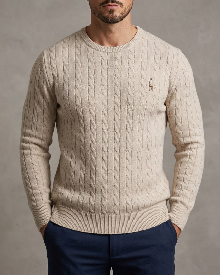 Wool Cable Knit Sweater Men