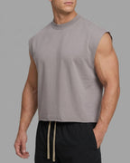 French Terry Cropped Tank Top Men Streetwear