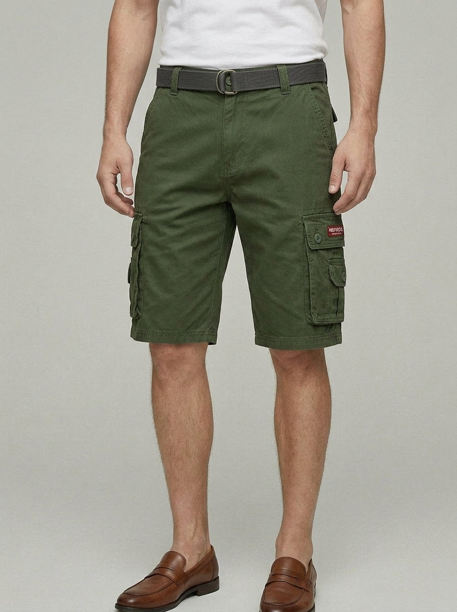 Denim Cargo Shorts Men Adjustable Waist