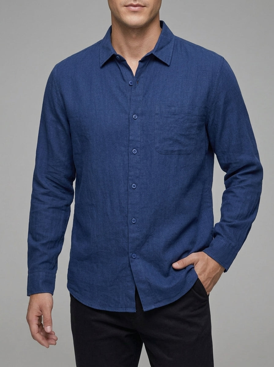Linen Button-Up Shirt Men – Summer