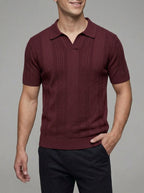 Merino Wool Polo Jumper Men Knitted Shirt