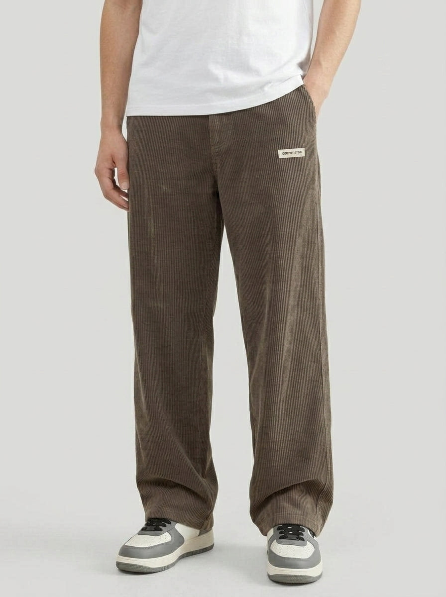 Corduroy Trousers Men Straight Leg