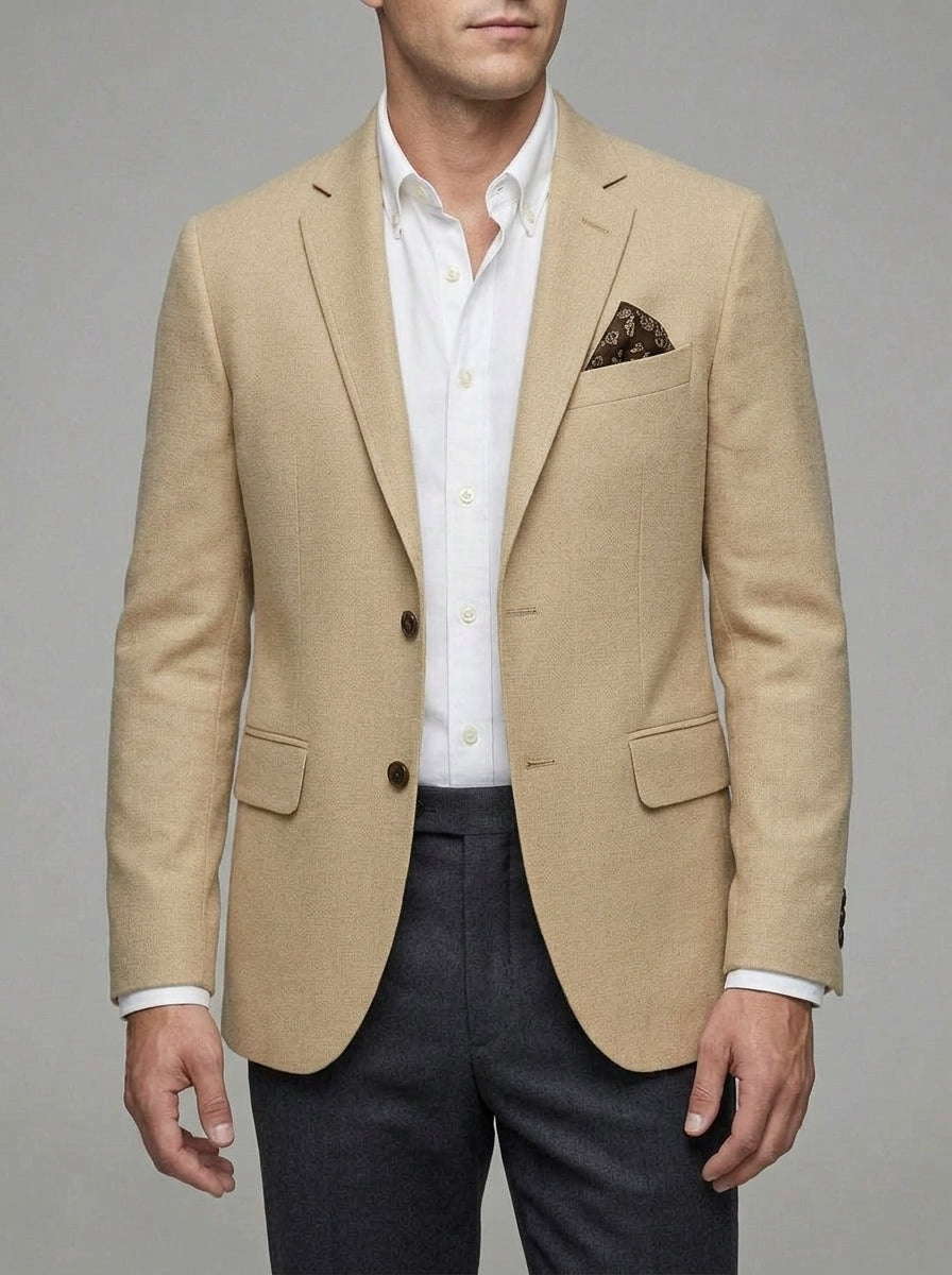 Wool Blazer Men Slim-Fit Formal Occasions