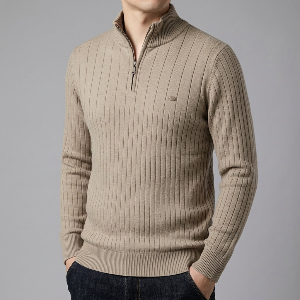 Wool Zip Neck Sweater Men