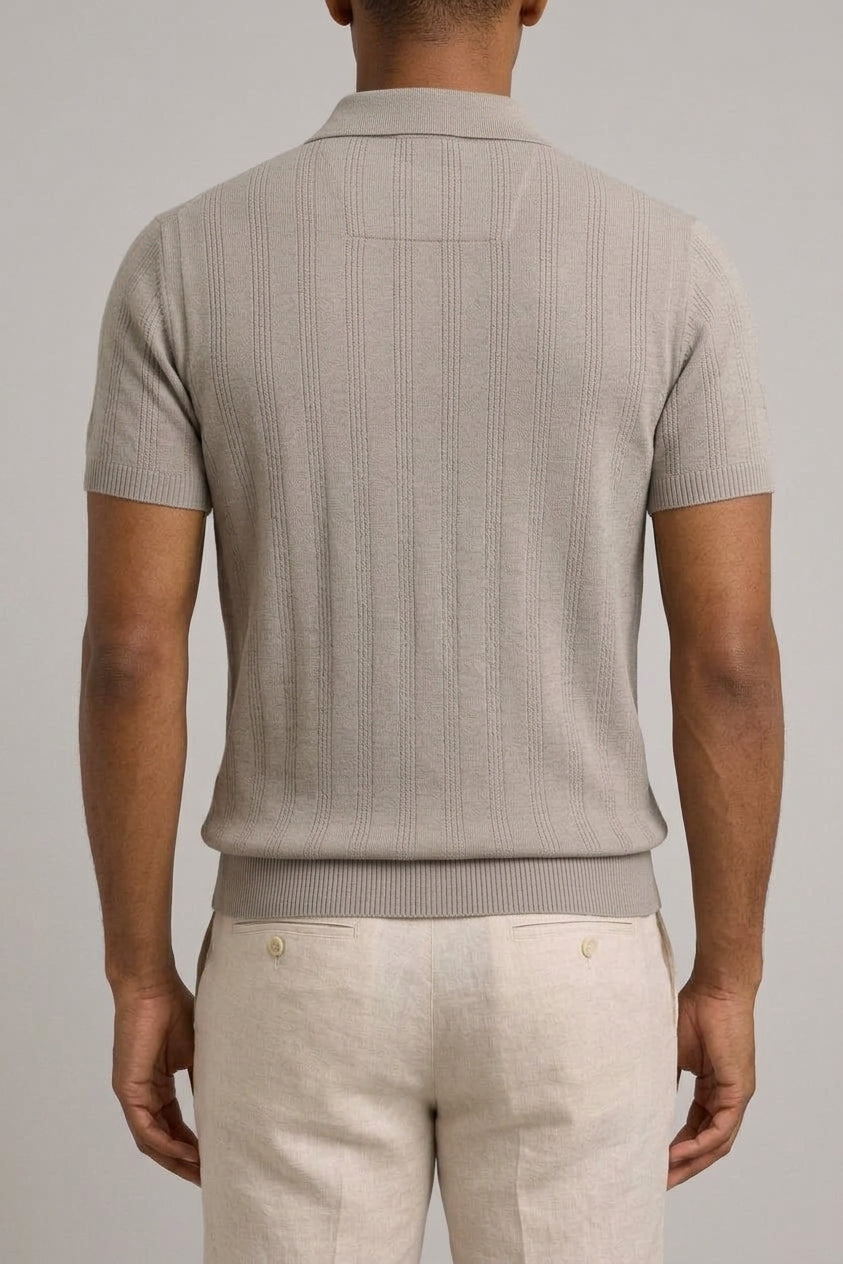 Wool Knit Polo Shirt Men