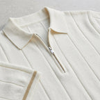 Wool Quarter Zip Polo Shirt Men