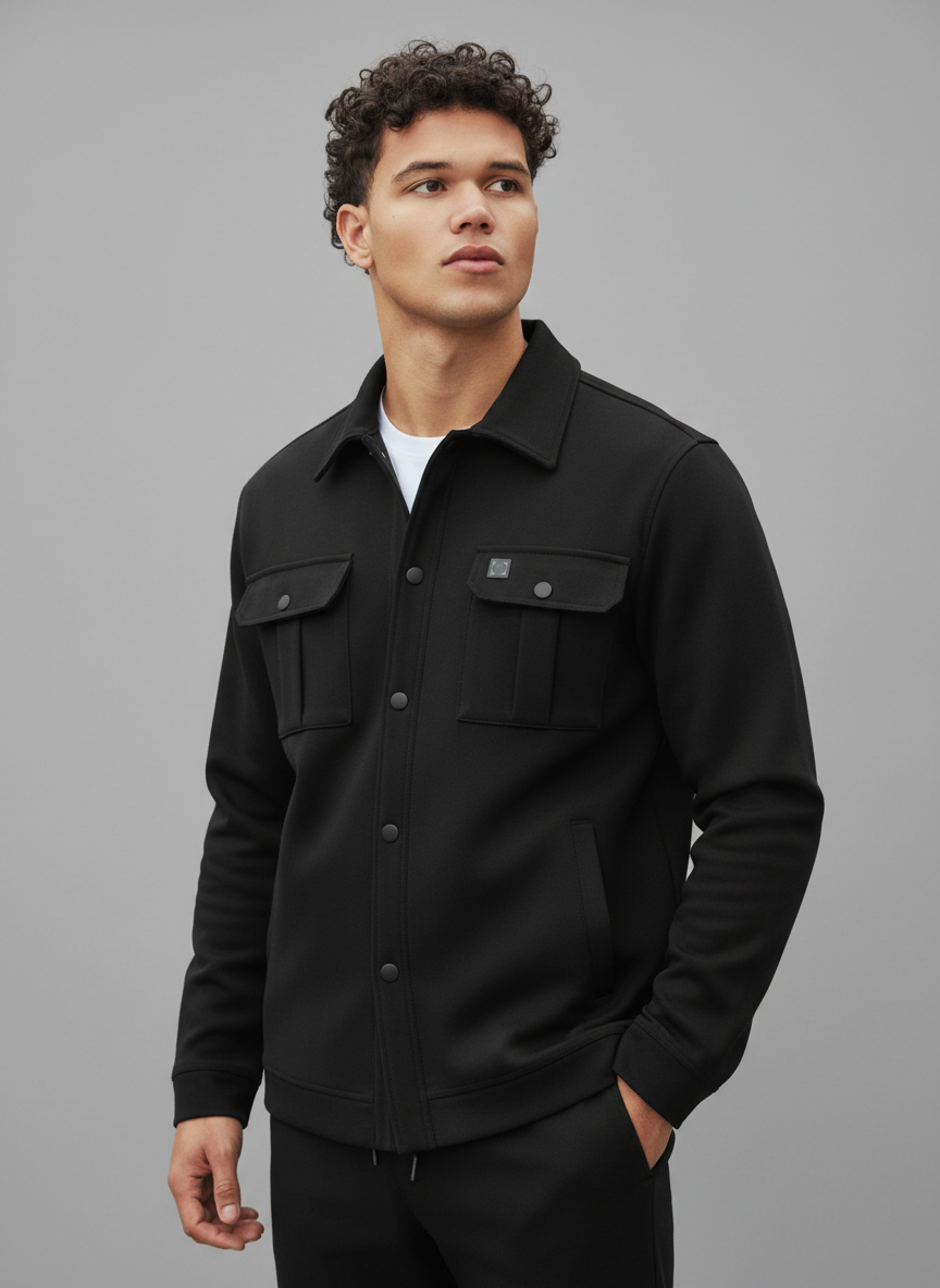 black wool jacket fleece