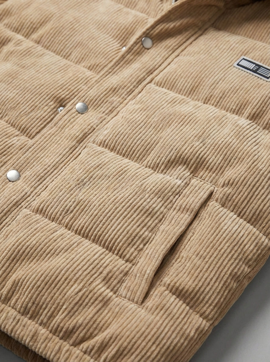 beige wool jacket close up