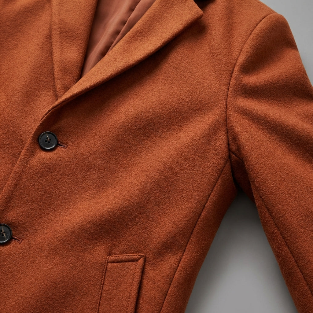 brown wool jacket close up